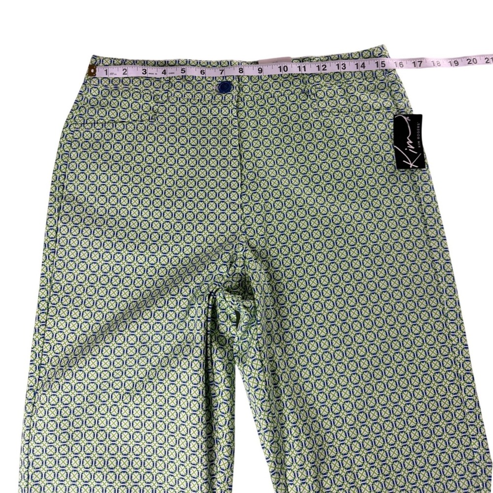 Kim Rogers Fit Solutions Slimming Capris Green Blue Geometric Pants Womens 8 NWT - Picture 4 of 10